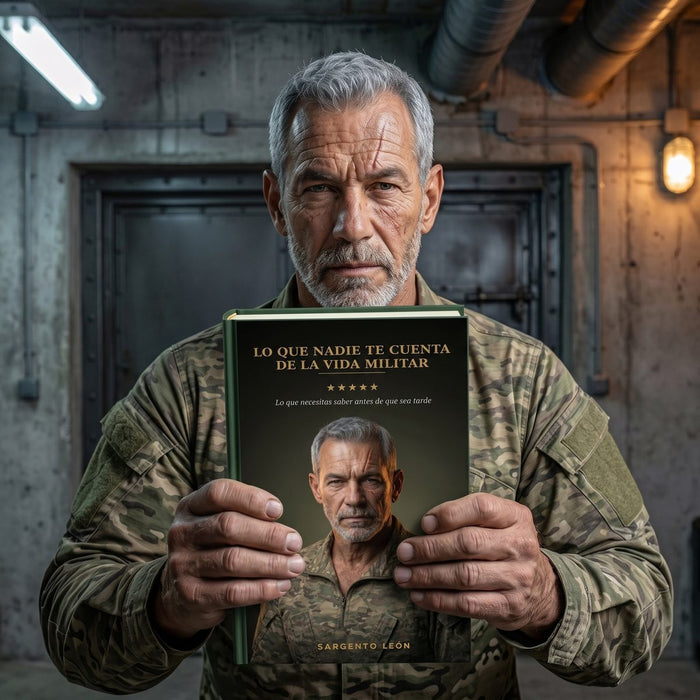 Sargento León sosteniendo el libro